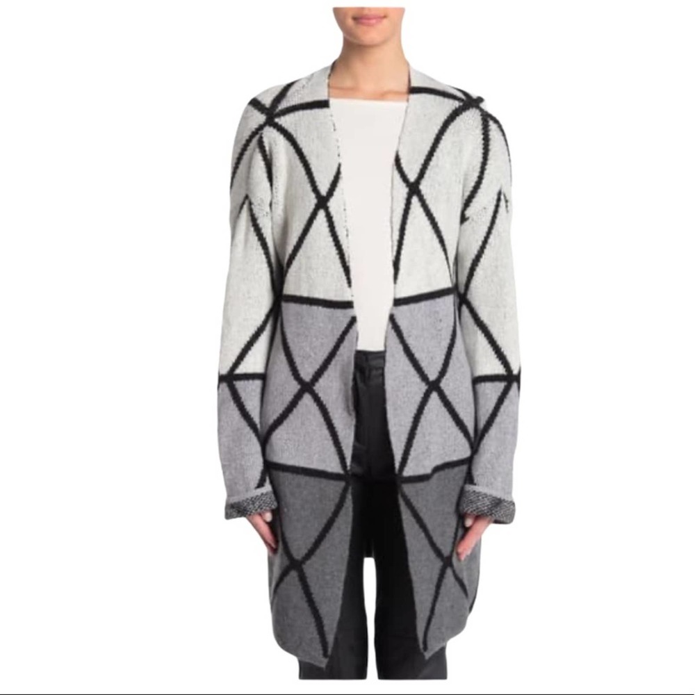 Joseph A. Ombre Grid Open Front Cardigan